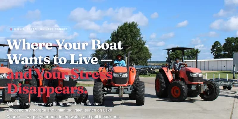 Screenshot of the E-Z Boat Storage website