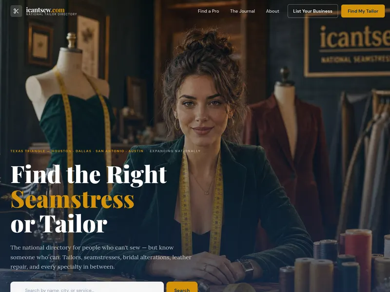 Screenshot of the I Can't Sew website